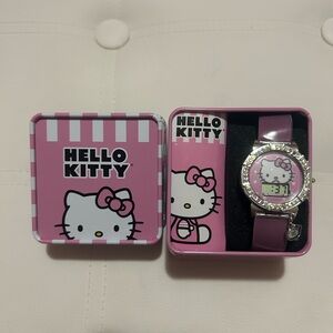 Hello Kitty Pink Kids Digital Watch with Crystal Bezel and Bow Charm
